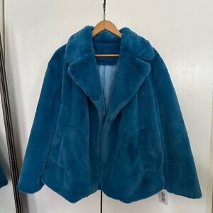 Fluffy blue Maje coat